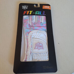 Wilson Fit All Junior Golf Glove Left Hand White Pink Purple Pastel Youth 7-13